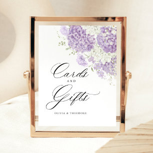 Lavender Lilac White Floral Cards & Gifts Wedding Pedestal Sign
