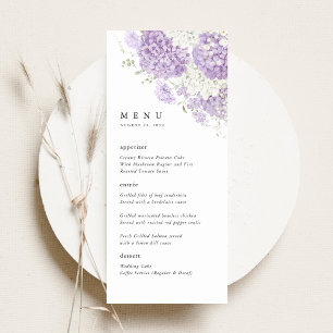 Lavender Lilac White Floral Wedding Reception Menu