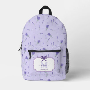 Lavender Lilac Wildflower Floral Botanical School Printed Backpack