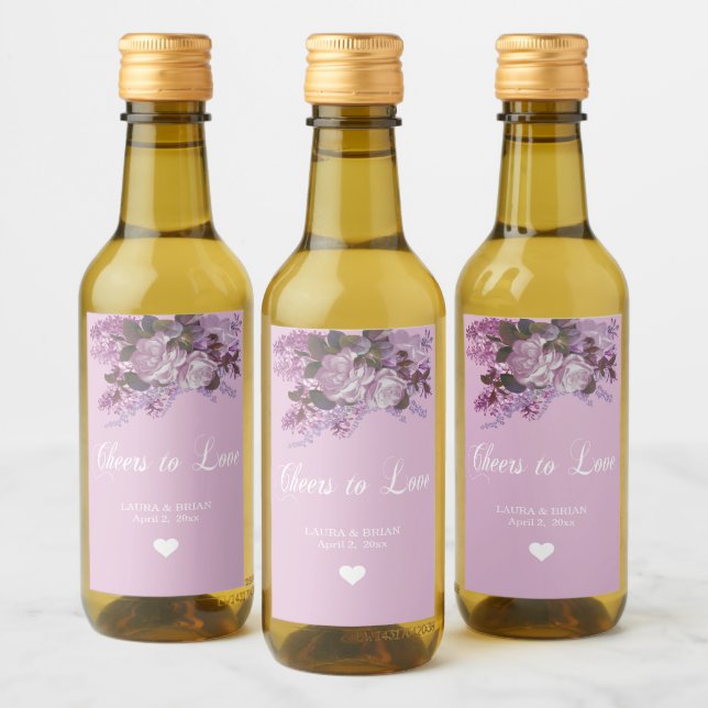 Lavender, Lilacs and Roses, Wedding  Wine Label (Bottles)