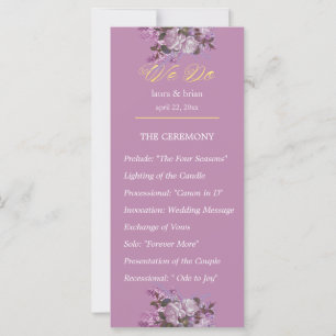 Lavender, Lilacs, Roses, Wedding Program