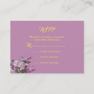 Lavender,Lilacs, Roses, Wedding RSVP Enclosure Card