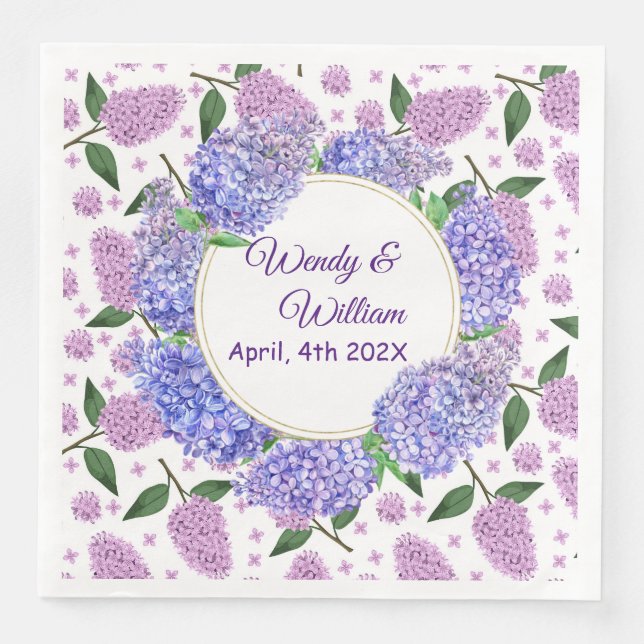 Lavender Lilacs Wedding Paper Napkin (Front)