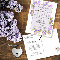 Lavender Lilacs Wedding Save the Date Calendar