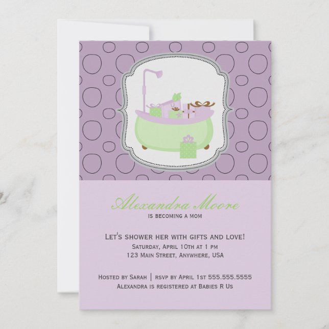 Lavender & Lime Tub Baby Shower Invitation (Front)