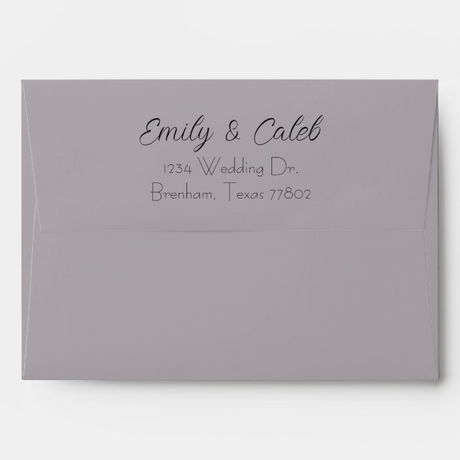 Lavender Line Art Floral Wedding Invitation Envelo Envelope (Back (Top Flap))