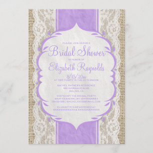 Lavender Linen Burlap Lace Bridal Shower Invites