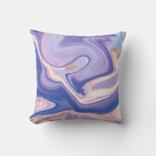 Lavender Liquid Marble Throw Pillow