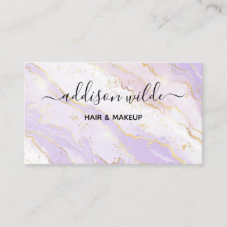Lavender liquid marble watercolor business card
