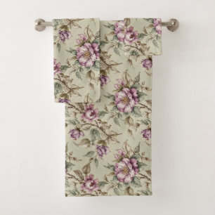 Lavender Long Stem Roses Bath Towel Set