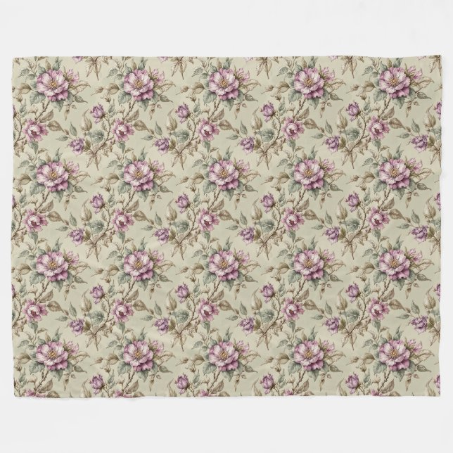 Lavender Long Stem Roses Fleece Blanket (Front (Horizontal))