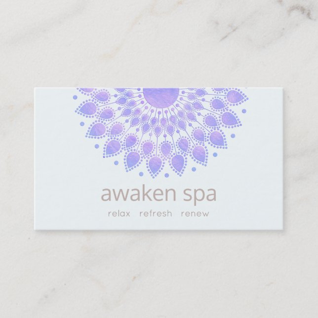Lavender Lotus Flower Natural Spa and Beauty Business Card (Front)