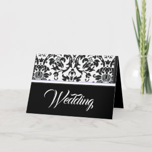 Lavender Love Black & White Damask Wedding  Invitation