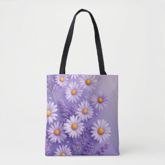 Lavender Love & Daisy Charm Tote Bag