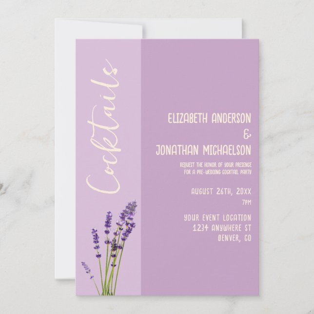 Lavender Love Pre-Wedding Cocktail Party Invitation (Front)