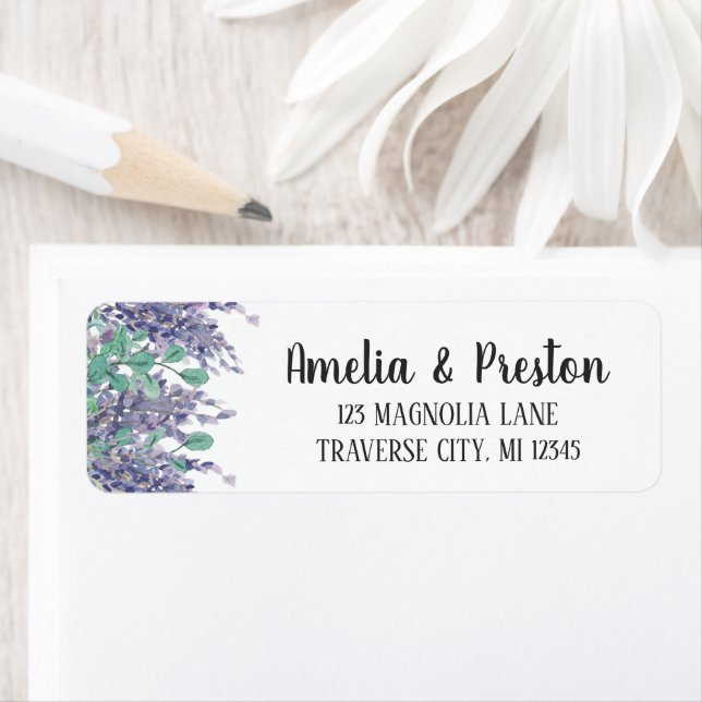 Lavender Love Purple Floral Eucalyptus Address (Insitu)