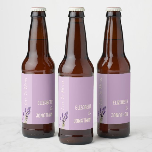 Lavender Love Wedding Beer Bottle Label (Bottles)