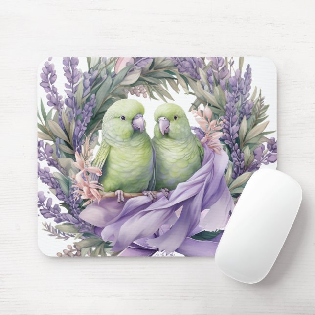 Lavender Lovebirds  Mouse Mat (With Mouse)