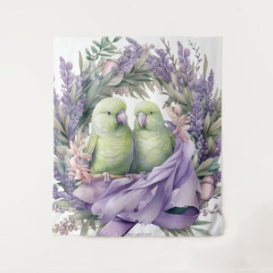 Lavender Lovebirds Wall Art  Tapestry