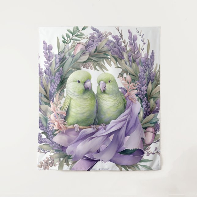 Lavender Lovebirds Wall Art  Tapestry (Front)