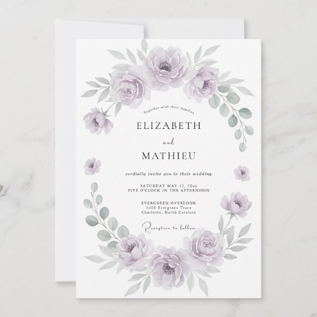 Lavender Luminous Springtime Wedding Invitation (Front)