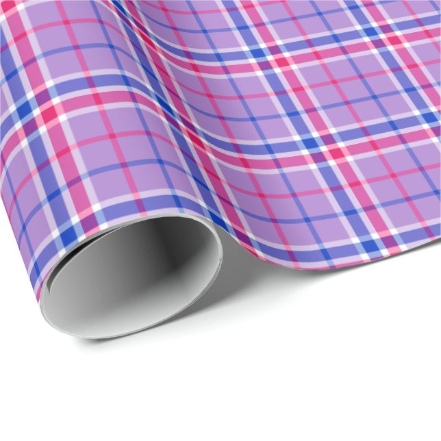 Lavender, Magenta, and Blue Plaid Wrapping Paper (Roll Corner)
