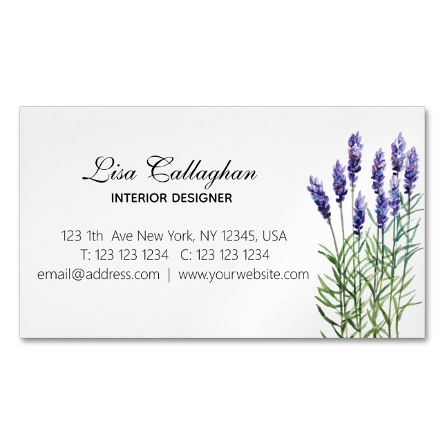 Lavender Magnetic Business Card (Front)