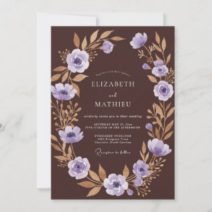 Lavender Mahogany Petal Wedding Invitation