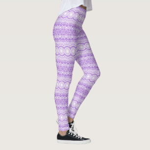 Lavender Mandala Kaleidoscope Medallion Striped Leggings