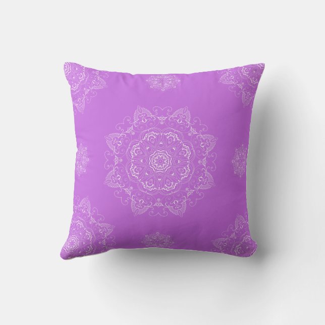 Lavender Mandala Medallion Pattern Cushion (Back)