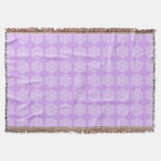 Lavender Mandala Throw Blanket (Front)