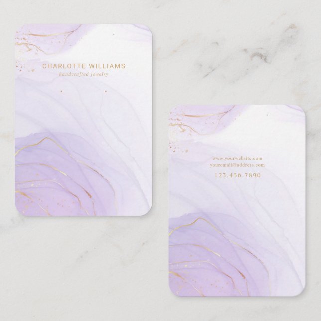 Lavender Marble Gold Jewellery Display Card (Front/Back)