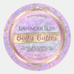 Lavender Marble Rose Gold Body Butter Labels