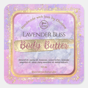 Lavender Marble Rose Gold Product Labels