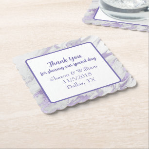 Lavender Marbled Wedding Favour Paper Coaster