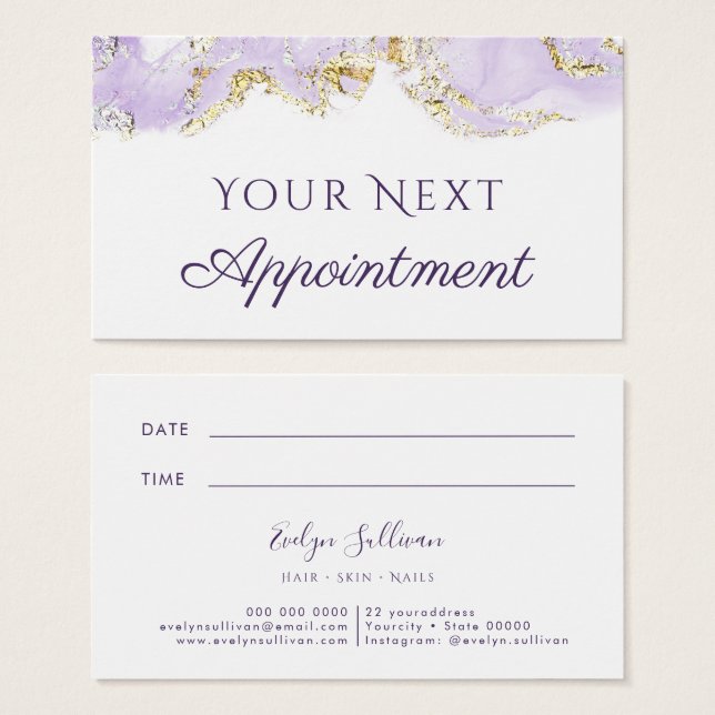 lavender marbling design Appointment Card (Front & Back)
