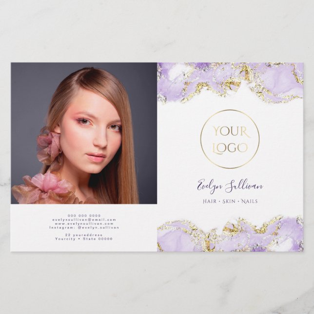 Lavender marbling design bifold brochure (Front)