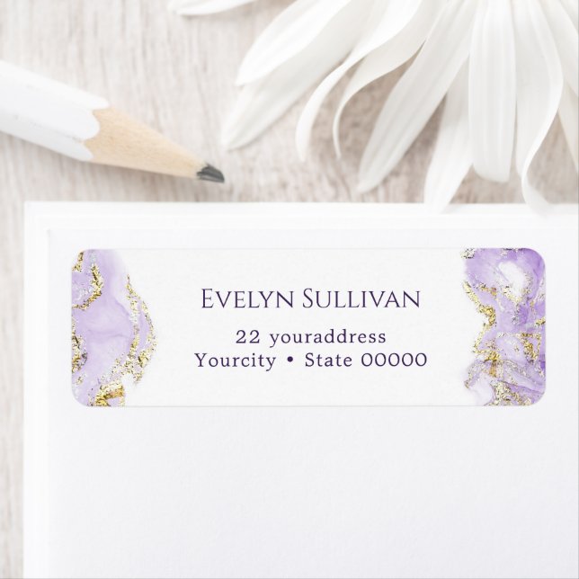 Lavender marbling Return Address Label (Insitu)