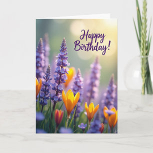 Lavender Marigold Birthday Card