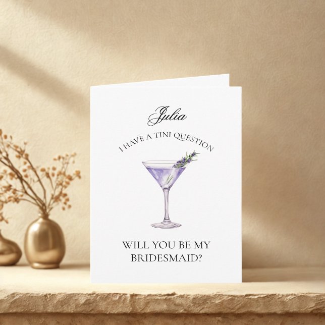 Lavender Martini Will You Be My Bridesmaid Card (Creator Uploaded)
