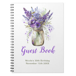 Lavender Mason Jar Birthday Party Guest Book