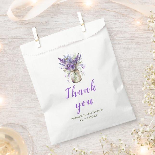 Lavender Mason Jar Bridal Shower Favour Bags (Clipped)