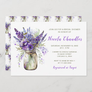 Lavender Mason Jar Bridal Shower Invitation