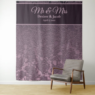 Lavender Mauve Floral Photo Booth Wedding Backdrop Tapestry