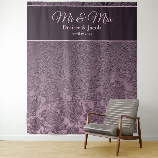 Lavender Mauve Floral Photo Booth Wedding Backdrop Tapestry (In Situ)