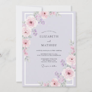 Lavender Mauve Leafy Wedding Invitation