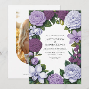 Lavender, Mauve & Plum Floral Wedding Invitation