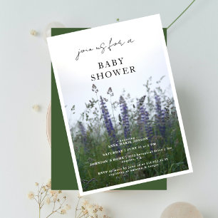 Lavender Meadow Fall Flowers Baby Shower Invitation