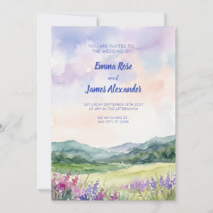 Lavender Meadow Watercolor Wedding Invitation