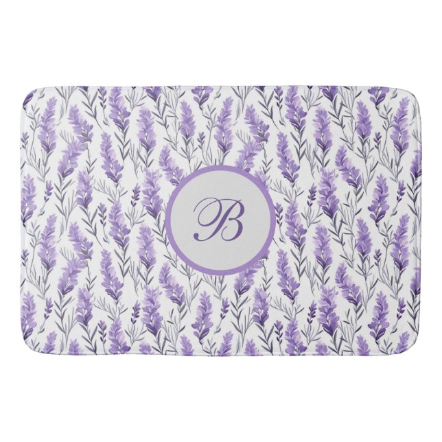 Lavender Meadows Monogrammed  Bath Mat (Front)